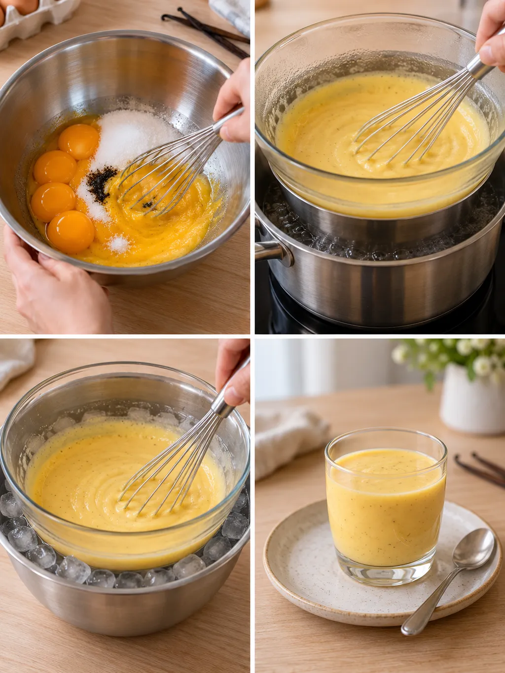 Advocaat mengen, au bain-marie verwarmen, terugkoelen en koud serveren