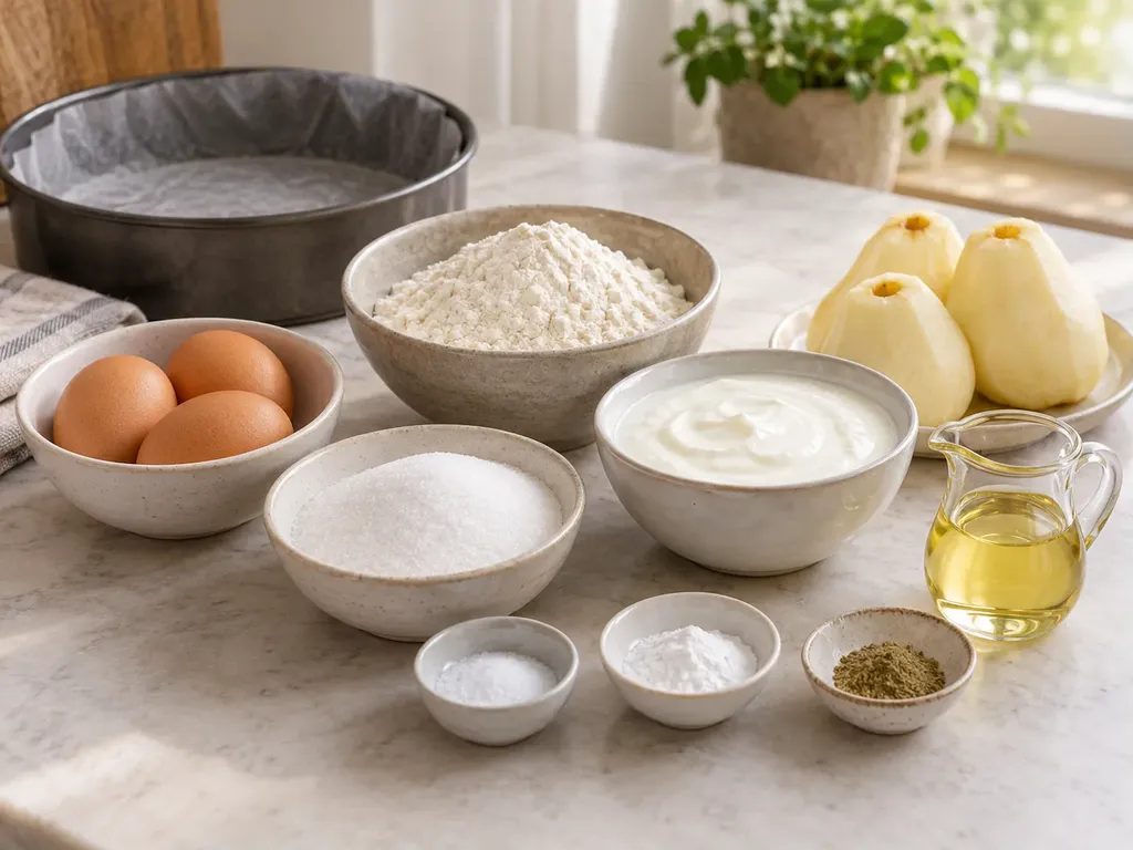 grote eieren, kristalsuiker, volle naturel yoghurt, neutrale zonnebloemolie