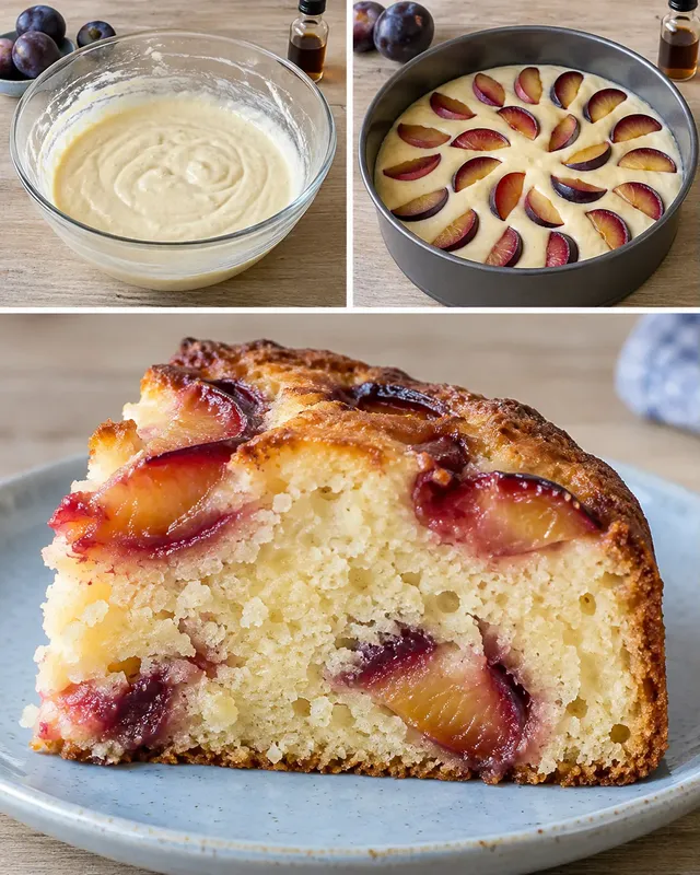 Yoghurtcake — pruim, vanille