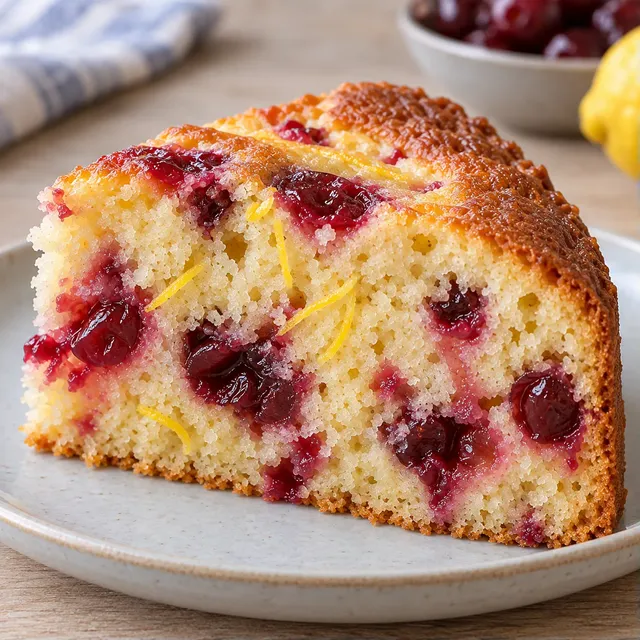 Yoghurtcake — zure kersen, citroen