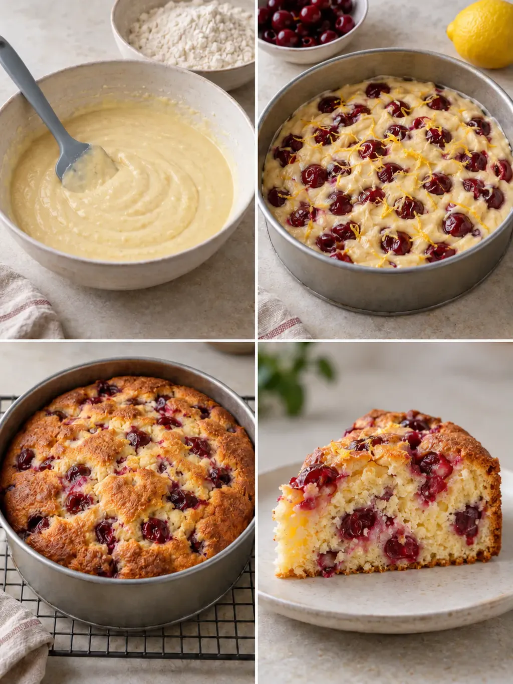 Yoghurtcake — zure kersen, citroen
