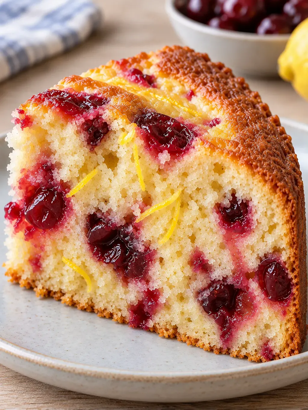 Yoghurtcake — zure kersen, citroen