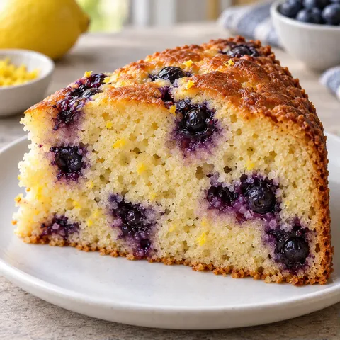 Yoghurtcake — blauwe bessen, citroen