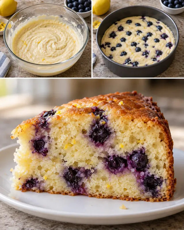 Yoghurtcake — blauwe bessen, citroen