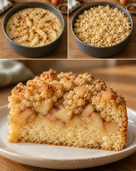 Cake met kruimeltopping — appel, kaneel