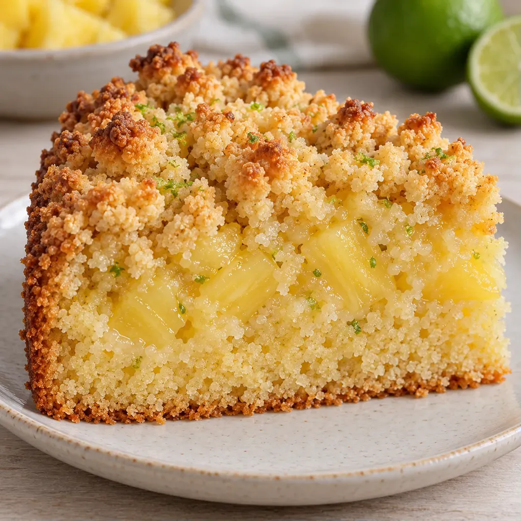 Cake met kruimeltopping — ananas, limoen