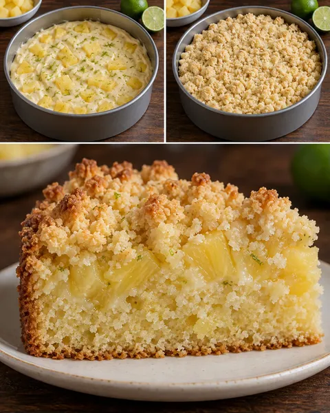 Cake met kruimeltopping — ananas, limoen