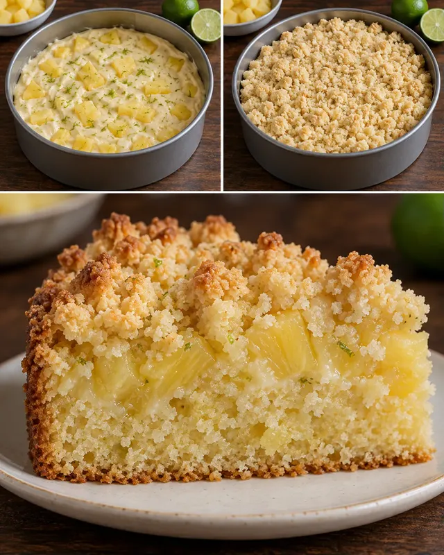 Cake met kruimeltopping — ananas, limoen
