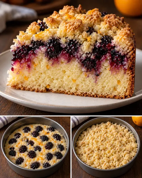Cake met kruimeltopping — braam, sinaasappel