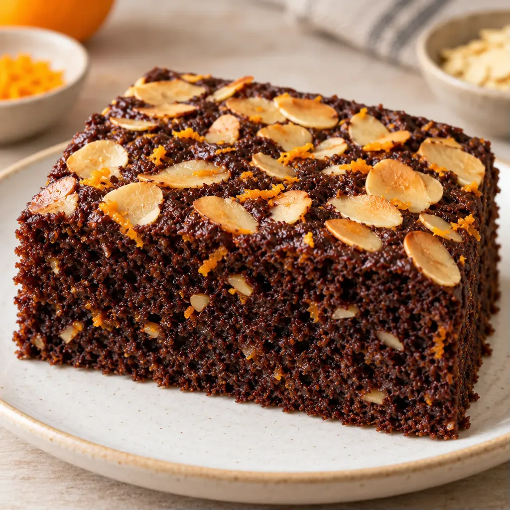 Cacaocake — sinaasappel, amandelen