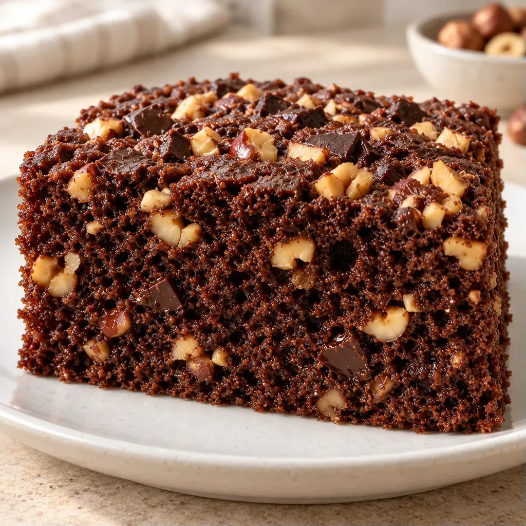 Cacaocake — pure chocolade, hazelnoten