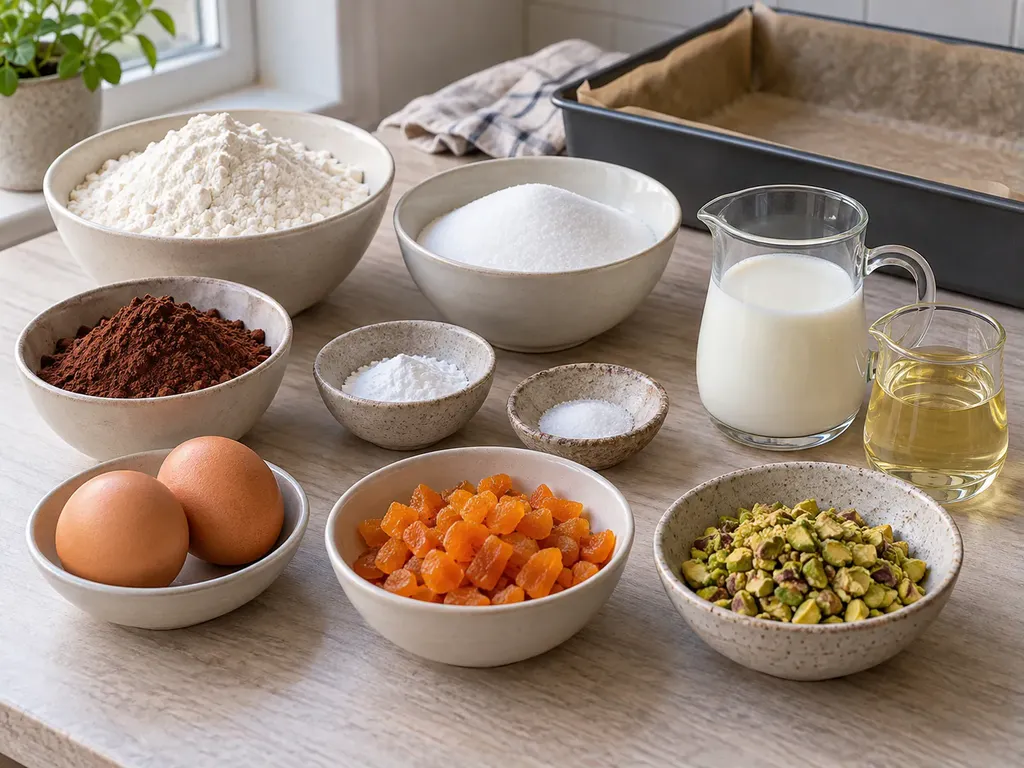 tarwebloem, ongezoet cacaopoeder, kristalsuiker, bakpoeder