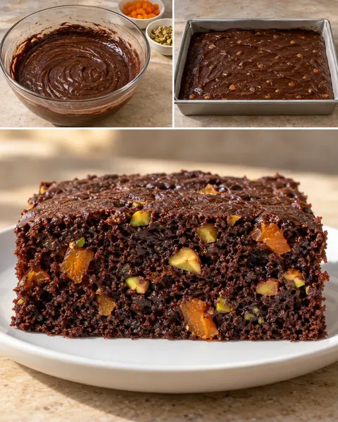 Cacaocake — gedroogde abrikozen, pistachenoten