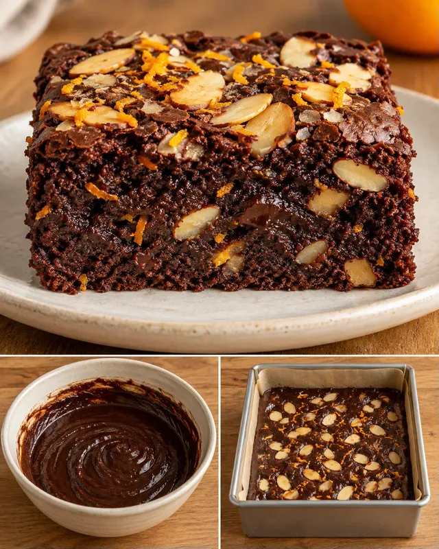 Brownie — sinaasappel, amandelen