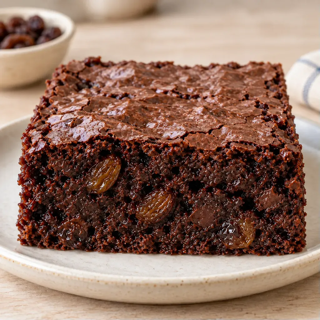 Brownie — rozijnen, vanille