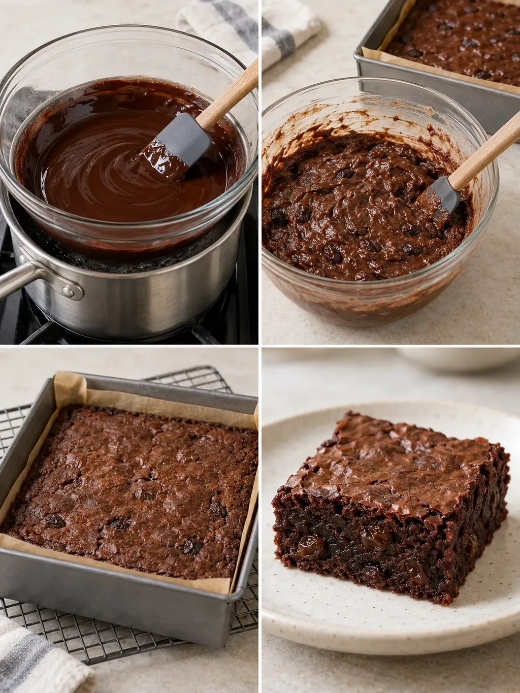 Brownie — rozijnen, vanille