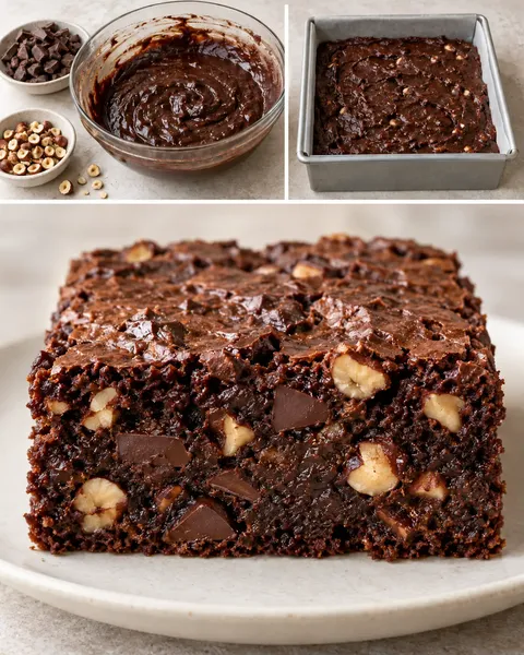 Brownie — pure chocolade, hazelnoten
