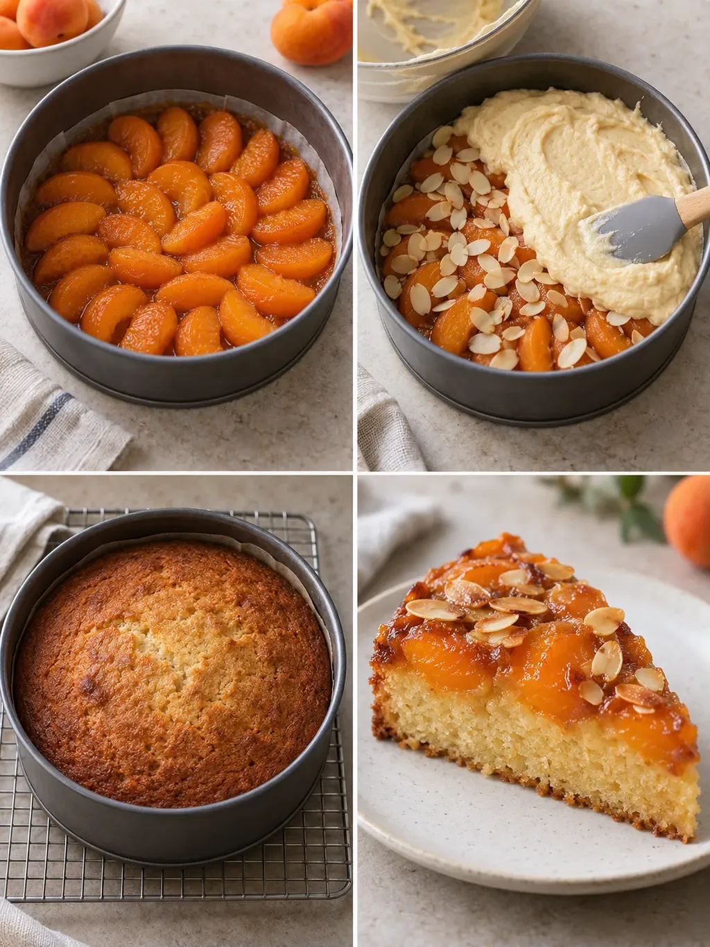 Omgekeerde fruitcake — abrikoos, amandelen