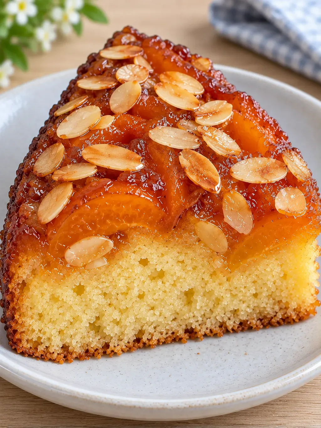 Omgekeerde fruitcake — abrikoos, amandelen