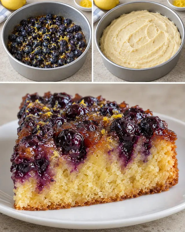 Omgekeerde fruitcake — blauwe bessen, citroen