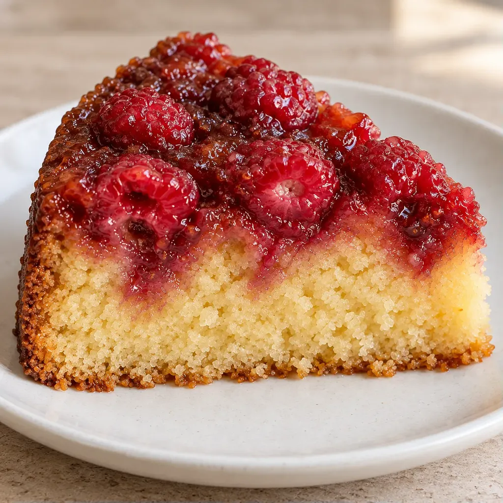 Omgekeerde fruitcake — framboos, vanille