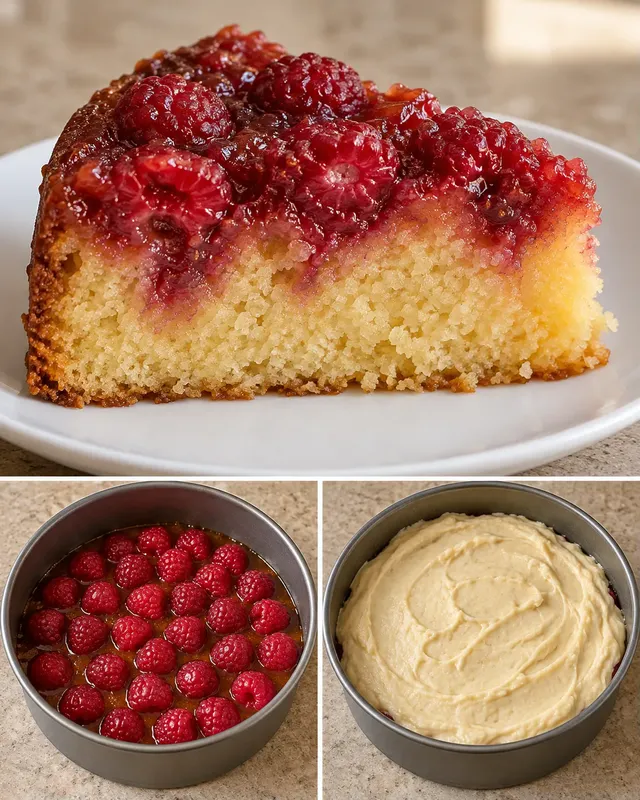 Omgekeerde fruitcake — framboos, vanille