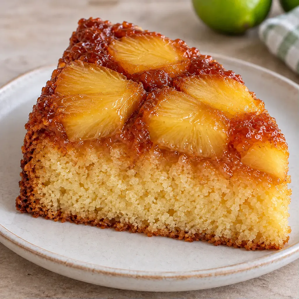 Omgekeerde fruitcake — ananas, limoen