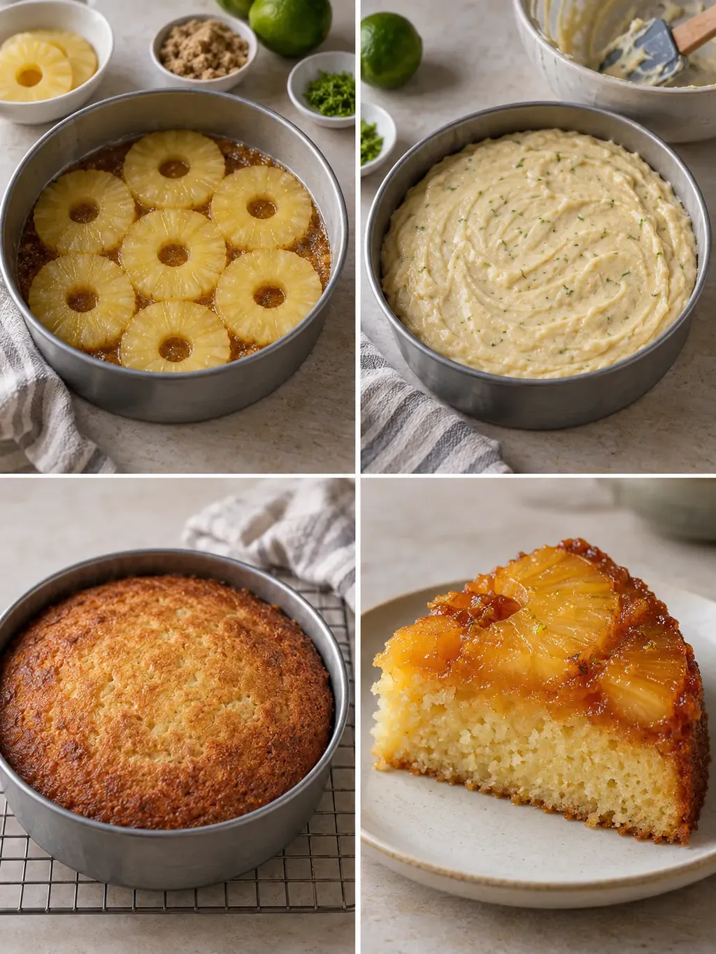 Omgekeerde fruitcake — ananas, limoen