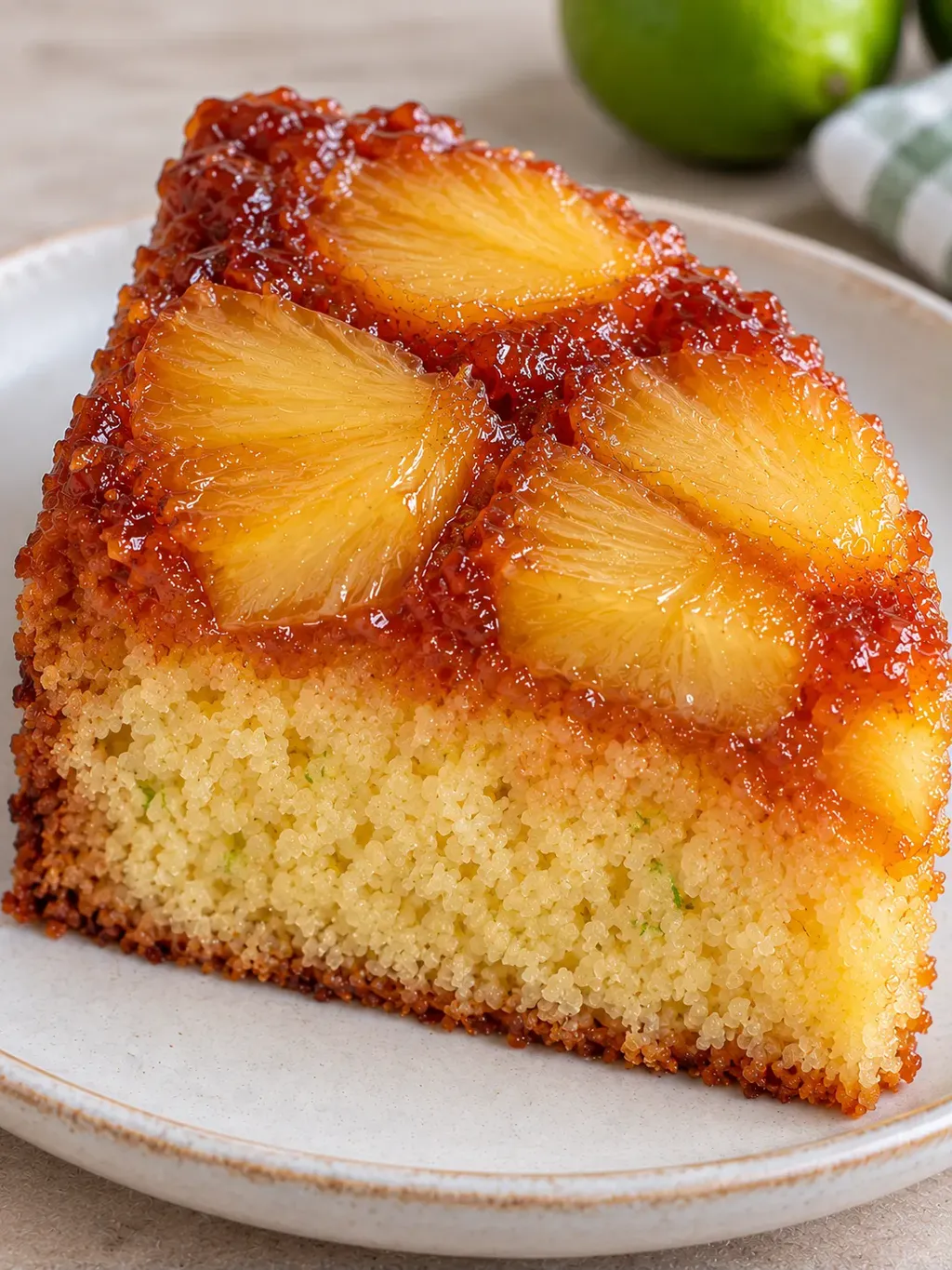 Omgekeerde fruitcake — ananas, limoen
