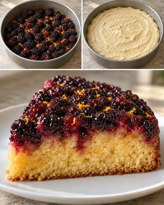 Omgekeerde fruitcake — braam, sinaasappel