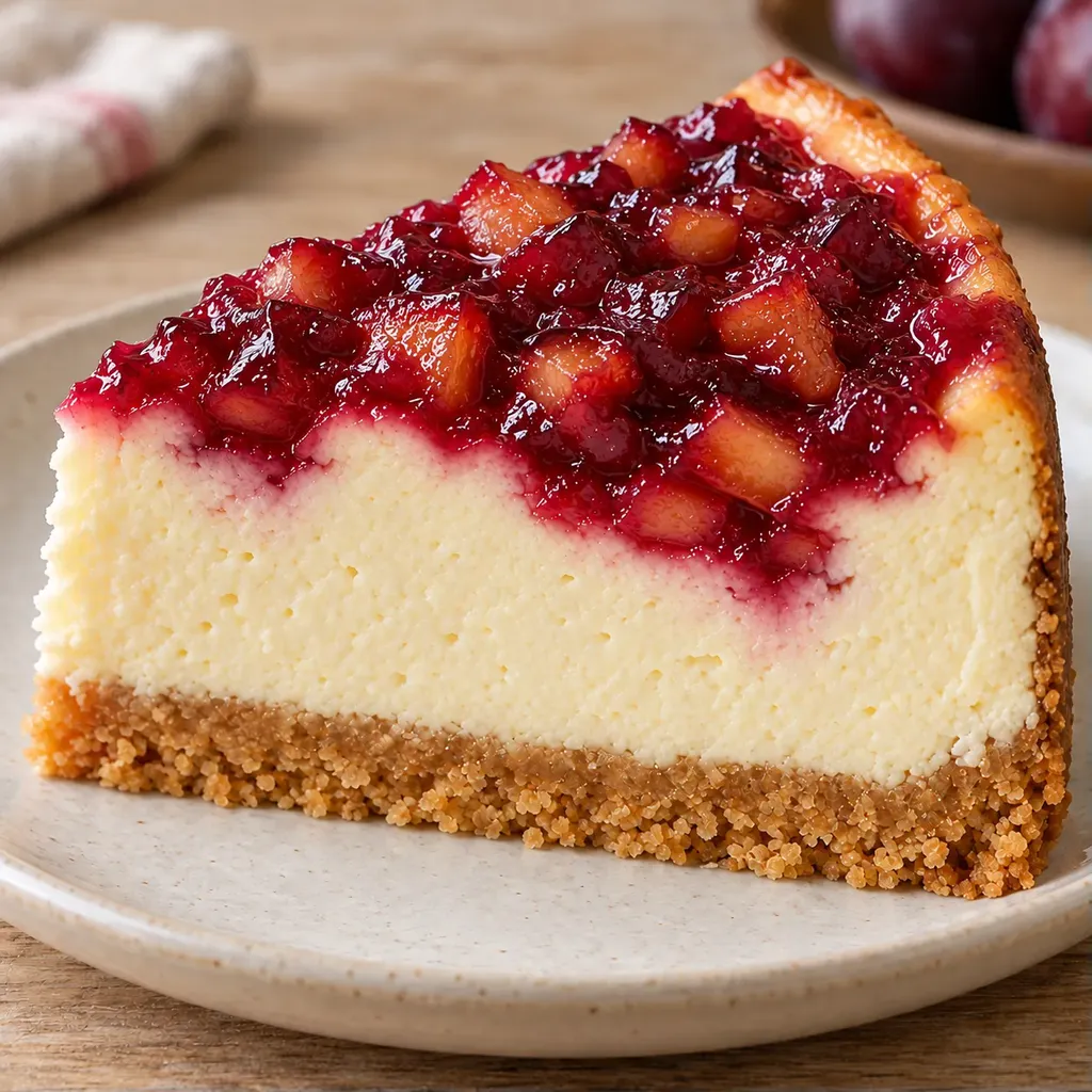 Gebakken cheesecake — pruim, vanille