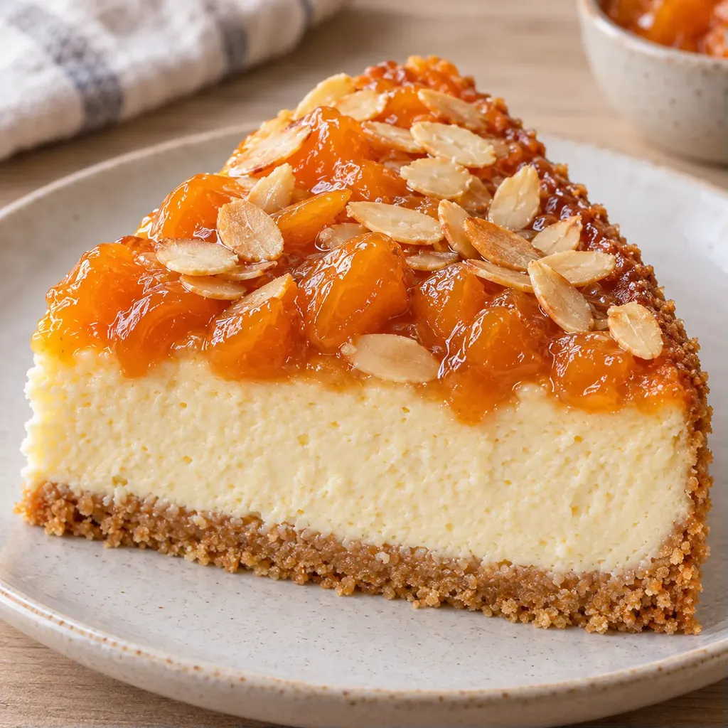 Gebakken cheesecake — abrikoos, amandelen