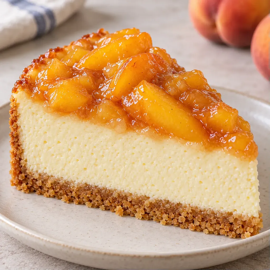 Gebakken cheesecake — perzik, vanille