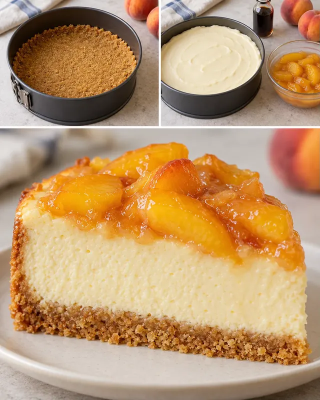 Gebakken cheesecake — perzik, vanille