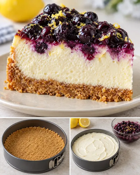Gebakken cheesecake — blauwe bessen, citroen
