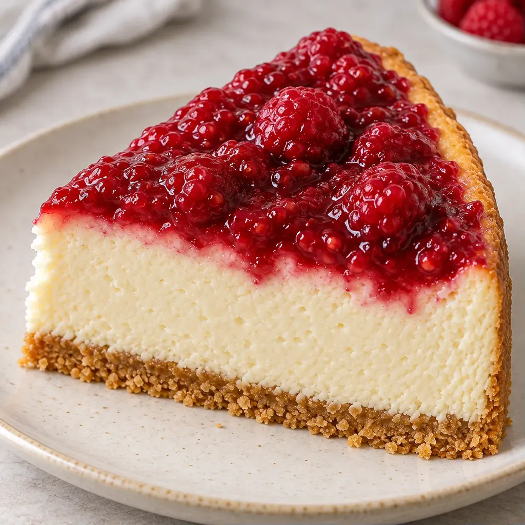 Gebakken cheesecake — framboos, vanille
