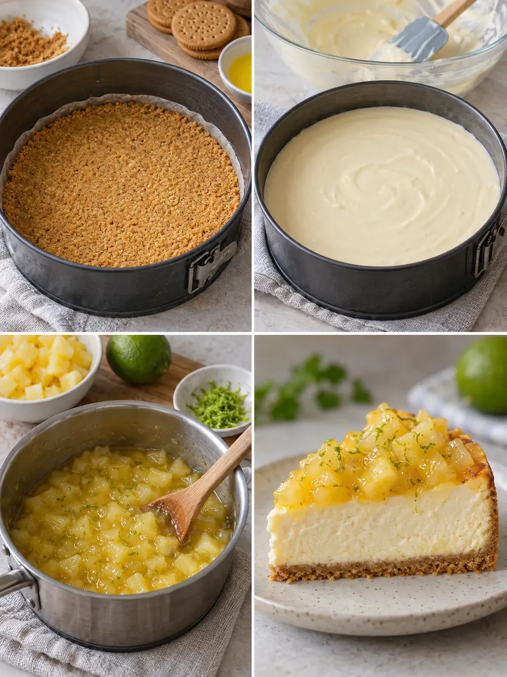 Gebakken cheesecake — ananas, limoen