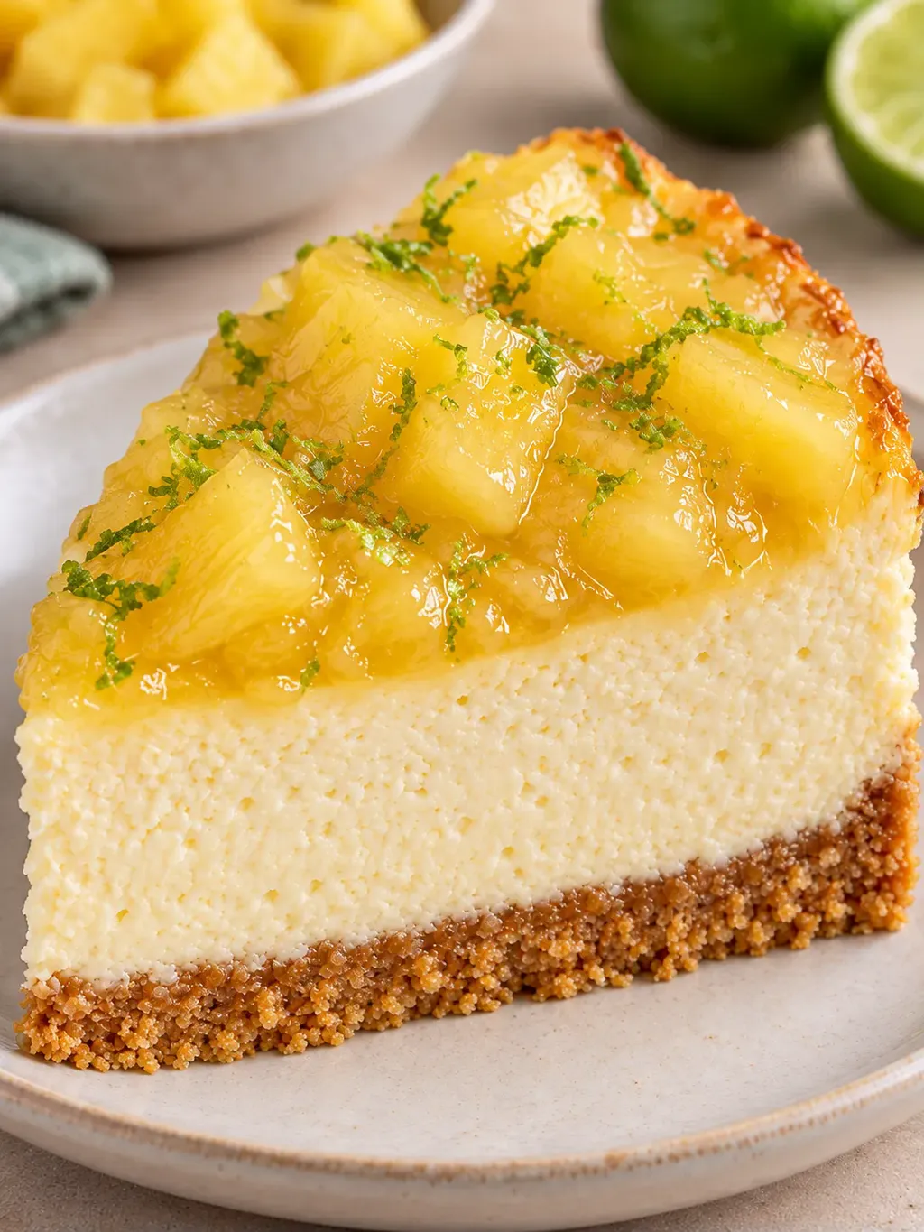 Gebakken cheesecake — ananas, limoen