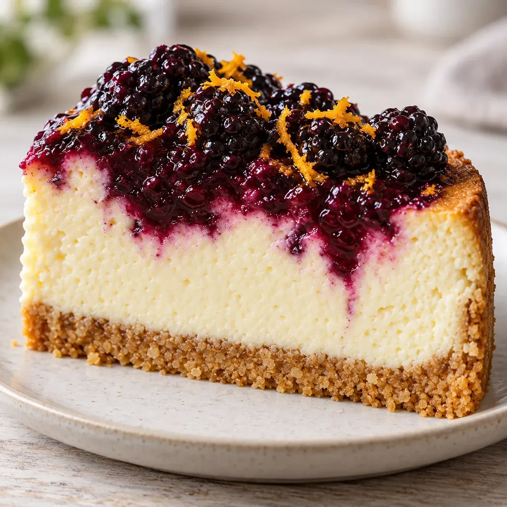 Gebakken cheesecake — braam, sinaasappel
