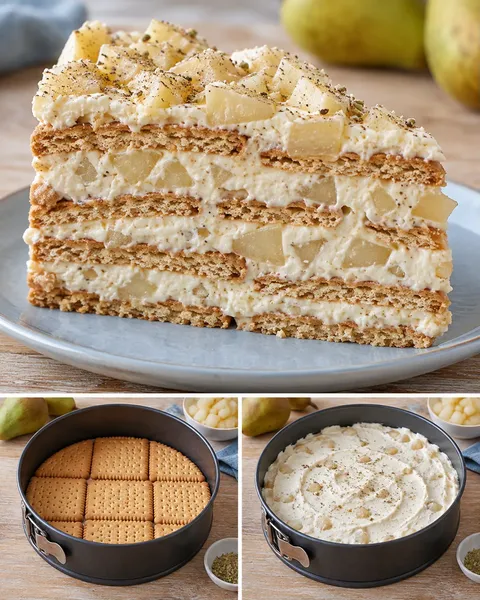Koekjestaart zonder oven — peer, kardemom