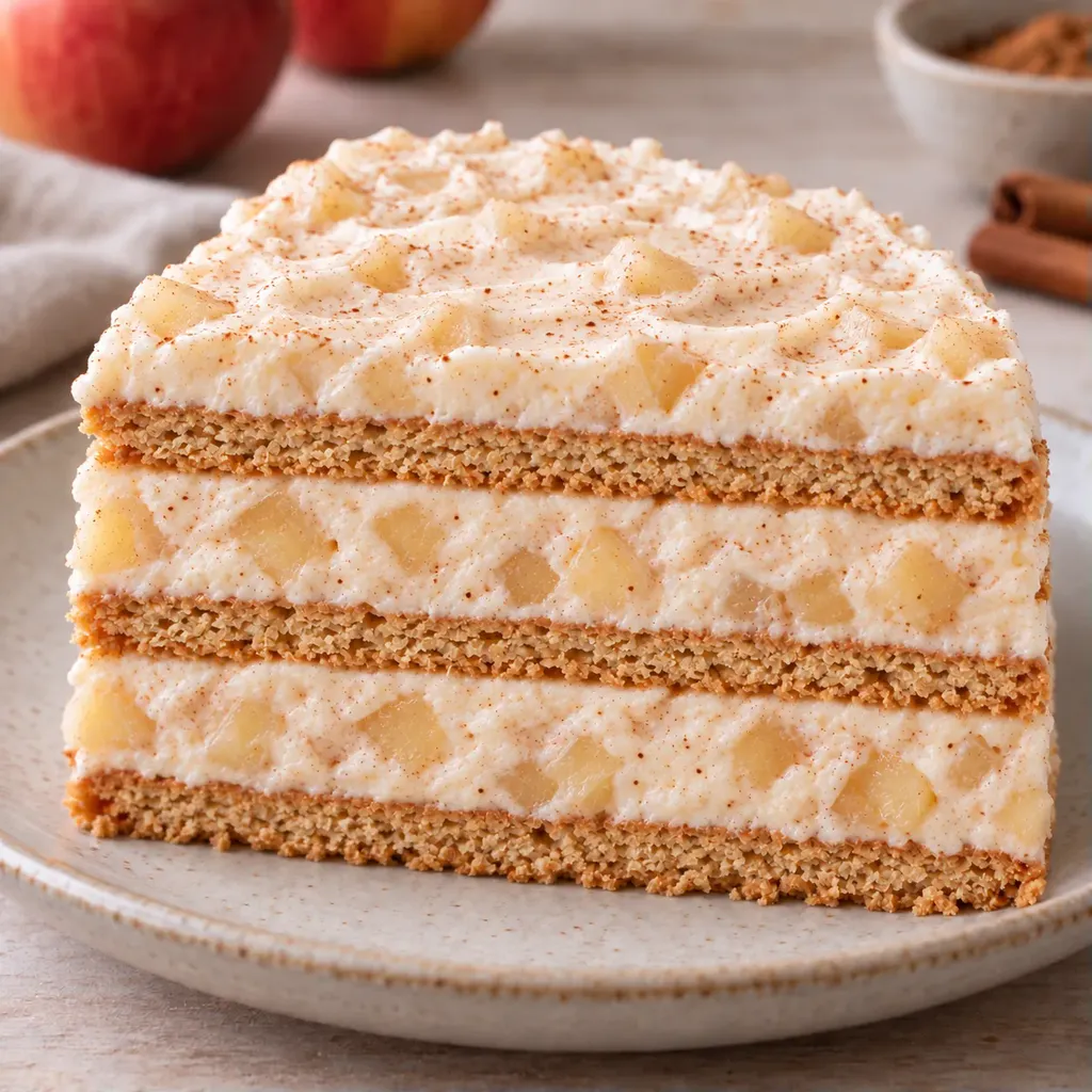 Koekjestaart zonder oven — appel, kaneel