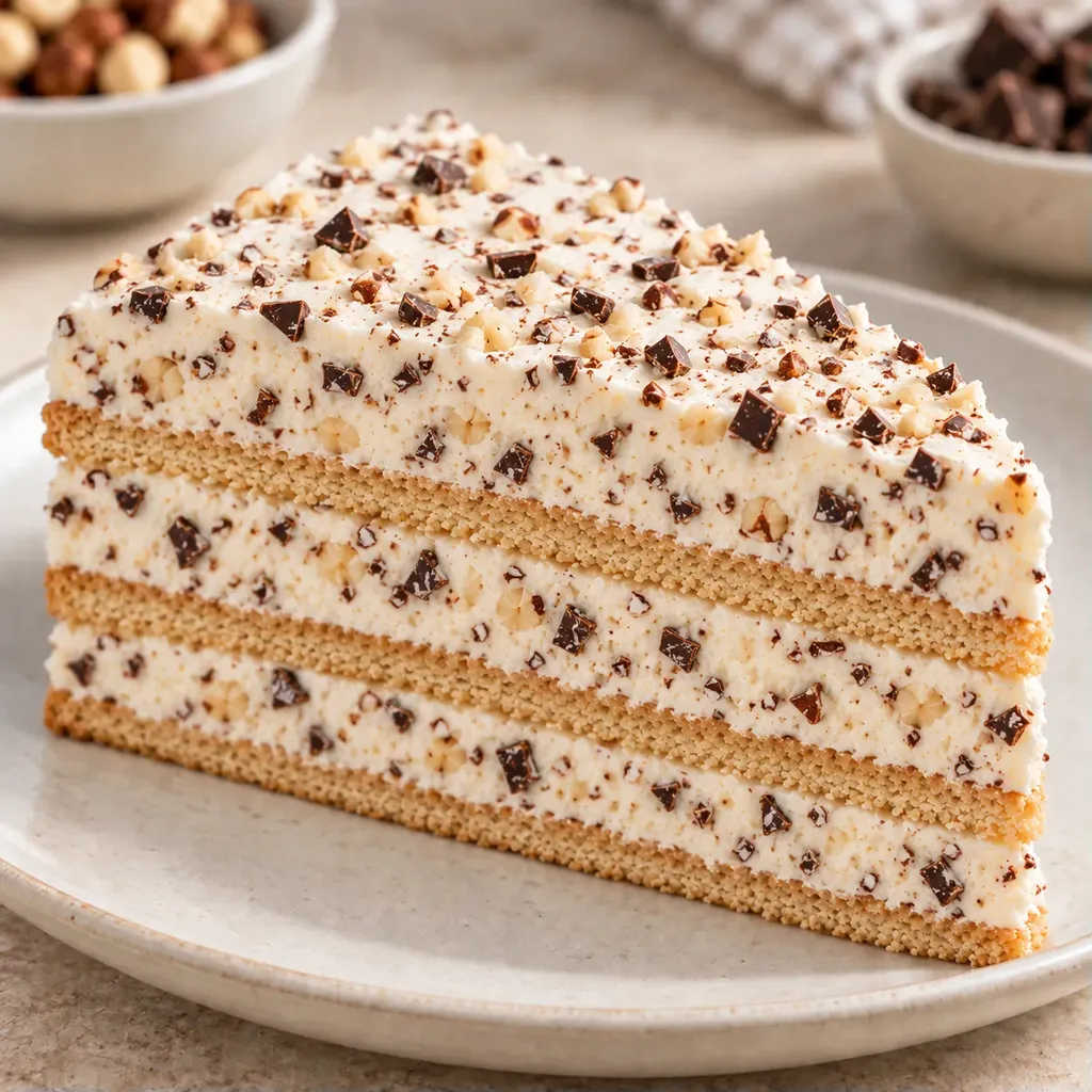 Koekjestaart zonder oven — pure chocolade, hazelnoten