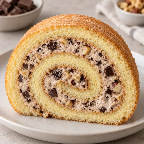 Biscuitrol — pure chocolade, hazelnoten