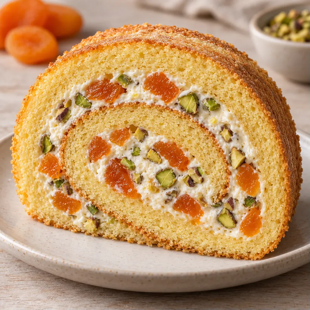 Biscuitrol — gedroogde abrikozen, pistachenoten