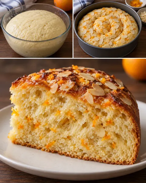 Zoete gistcake — sinaasappel, amandelen