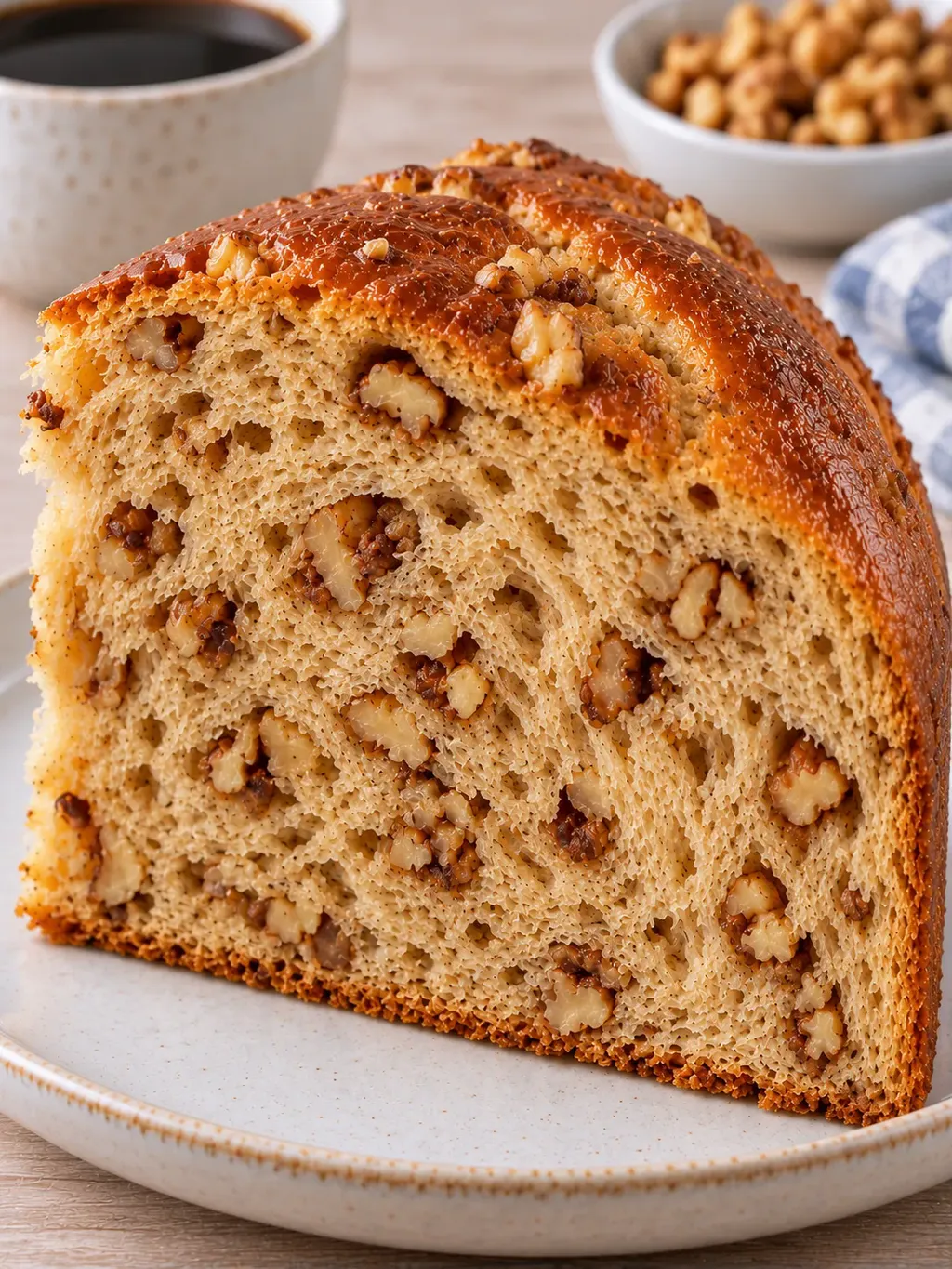 Zoete gistcake — koffie, walnoten