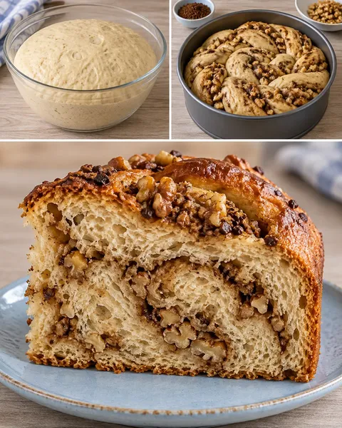 Zoete gistcake — koffie, walnoten