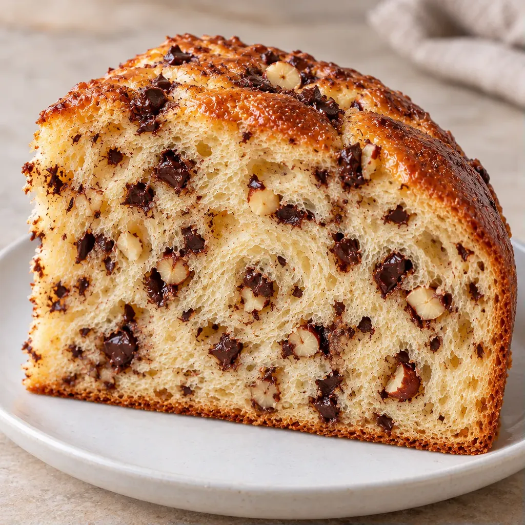Zoete gistcake — pure chocolade, hazelnoten