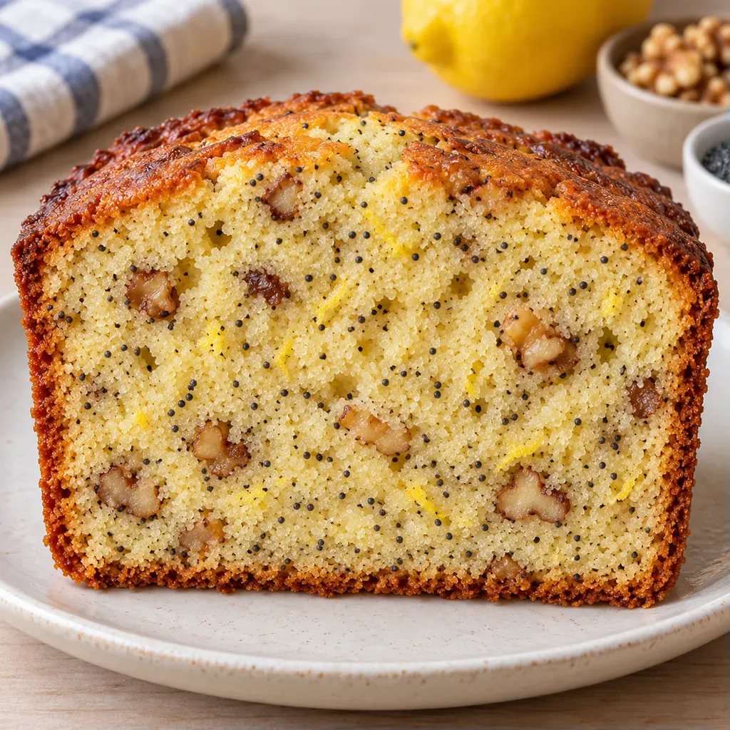 Botercake — citroen, maanzaad, walnoten