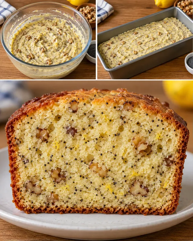 Botercake — citroen, maanzaad, walnoten